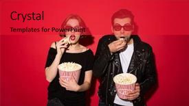  Presentation with eating disorders - Beautiful presentation theme featuring superior woman - surprised punk couple in eyeglasses backdrop and a red colored foreground