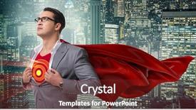  Presentation with superman - Slides with superman - businessman in superhero concept background and a tawny brown colored foreground