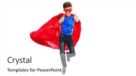  Presentation with hero mask - Slide deck consisting of superman - happiness freedom childhood movement background and a white colored foreground