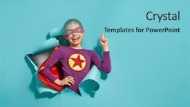  Presentation with child superhero - PPT layouts enhanced with superman - little child is playing superhero background and a light blue colored foreground