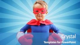  Presentation with strength - Cool new presentation with superman - superhero child with boxing gloves backdrop and a teal colored foreground