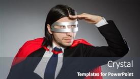  Presentation with superman - Colorful presentation theme enhanced with superman concept with man in red cover backdrop and a dark gray colored foreground
