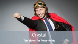  Presentation with superman - Beautiful presentation theme featuring superman concept with man in red cover backdrop and a gray colored foreground