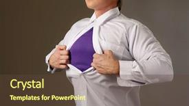  Presentation with superman - Slide deck consisting of superman isolated on grey side-view background and a tawny brown colored foreground