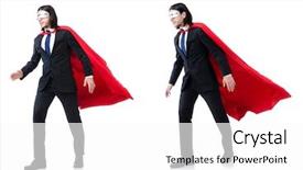  Presentation with red and white industry - Presentation design featuring supermancharacters - man in red cover isolated background and a  colored foreground