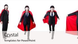  Presentation with red - Slide set featuring supermancharacters - man in red cover isolated background and a  colored foreground