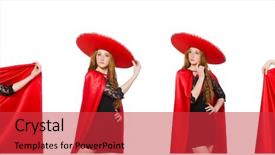  Presentation with red and white abstract - Amazing presentation theme having supermancharacters - mexican woman in red clothing backdrop and a  colored foreground