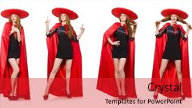  Presentation with mexican - Slide deck enhanced with supermancharacters - mexican woman in red clothing background and a  colored foreground