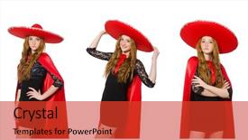  Presentation with lines red and white - PPT theme with supermancharacters - mexican woman in red clothing background and a  colored foreground