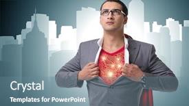  Presentation with save - Cool new theme with supermancharacters - superhero preparing to save backdrop and a seafoam green colored foreground