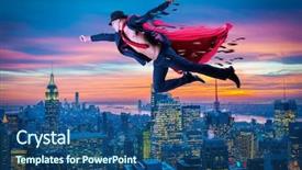  Presentation with superman - Slides having supermancharacters - superman and the city background and a ocean colored foreground