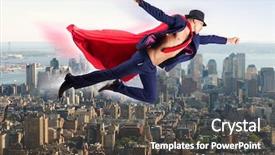  Presentation with superman - Colorful PPT theme enhanced with supermancharacters - superman and the city backdrop and a  colored foreground