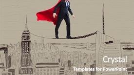  Presentation with superman - PPT theme having supermancharacters - superman and the city background and a  colored foreground