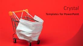  Presentation with covid coronavirus - Slide deck enhanced with supermarket-cart-with-protective-mask background and a dark gray colored foreground