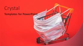  Presentation with safe - Beautiful PPT theme featuring supermarket-cart-with-protective-mask backdrop and a red colored foreground