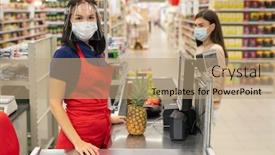  Presentation with supermarket - Theme enhanced with supermarket-cashier-and-customer-following background and a coral colored foreground