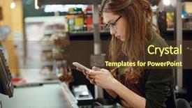  Presentation with supermarket - Colorful presentation design enhanced with supermarket shop using mobile backdrop and a tawny brown colored foreground