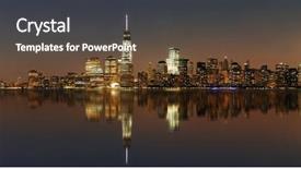  Presentation with new york night - Colorful presentation design enhanced with new york city at night backdrop and a tawny brown colored foreground