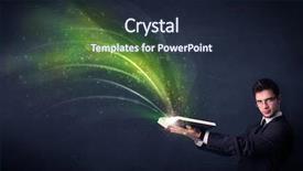  Presentation with wave - Presentation theme having supernatural - casual young man holding book background and a wine colored foreground