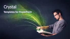  Presentation with wave - Theme featuring supernatural - casual young man holding book background and a wine colored foreground