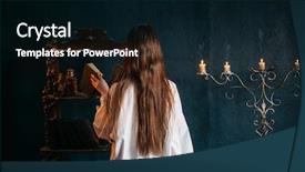  Presentation with view of the old port - Slide set featuring supernatural - female puts old spellbook background and a black colored foreground