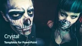  Presentation with scary halloween - Cool new slides with supernatural - halloween scary cyber skeleton woman backdrop and a ocean colored foreground