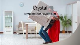  Presentation with super hero dog red - PPT theme with supernatural - super hero moving furniture background and a lemonade colored foreground