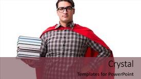  Presentation with super hero - Slide deck featuring supernatural - super hero student with books background and a tawny brown colored foreground