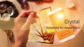  Presentation with application - Beautiful presentation theme featuring supernatural - tarot cards dowsing tool backdrop and a yellow colored foreground