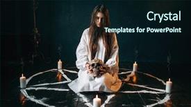  Presentation with skull - Beautiful slide set featuring supernatural - woman holds human skull backdrop and a wine colored foreground
