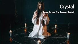  Presentation with circle - Audience pleasing presentation design consisting of supernatural - woman sitting in the center backdrop and a black colored foreground