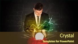  Presentation with magic ball - Audience pleasing PPT theme consisting of supernatural - young businessman making predictions backdrop and a tawny brown colored foreground