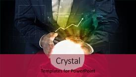  Presentation with magic ball - Beautiful slide deck featuring supernatural - young businessman making predictions backdrop and a crimson colored foreground