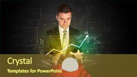  Presentation with magic ball - Slide deck consisting of supernatural - young businessman making predictions background and a tawny brown colored foreground