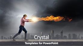  Presentation with magic - Slide deck with supernatural - young man in casual throwing background and a gray colored foreground