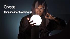  Presentation with crystal ball - PPT layouts featuring supernatural - young wizard with crystal ball background and a wine colored foreground