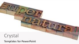  Presentation with color blocks - Audience pleasing slides consisting of supernatural-word-in-vintage-letterpress backdrop and a light gray colored foreground