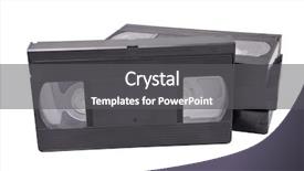  Presentation with clipping - Cool new PPT theme with superseed - vhs cassettes on white background backdrop and a dark gray colored foreground