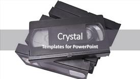  Presentation with newspaper clipping pieces of torn - Slides with superseed - vhs cassettes on white background background and a gray colored foreground