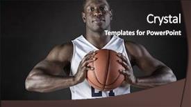  Presentation with basketball - Colorful PPT theme enhanced with superstar - african american basketball player portrait backdrop and a dark gray colored foreground