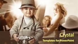  Presentation with retro - Slide set consisting of superstar - baby boy with retro camera background and a tawny brown colored foreground