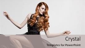  Presentation with fashion - Beautiful presentation theme featuring superstar - fashion woman beautiful hair white backdrop and a light gray colored foreground