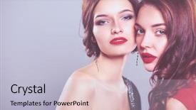  Presentation with beauty - Beautiful theme featuring superstar - two young beauty women standing backdrop and a  colored foreground