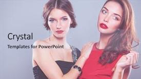  Presentation with beauty - Theme enhanced with superstar - two young beauty women standing background and a light blue colored foreground