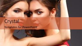  Presentation with beauty - Amazing slide set having superstar - two young beauty women standing backdrop and a red colored foreground