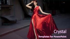  Presentation with hall fame of red stamp - PPT theme having superstar - young beauty famous woman background and a wine colored foreground