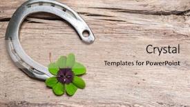  Presentation with superstition - Cool new slides with superstition - horseshoe with a shamrock backdrop and a soft green colored foreground