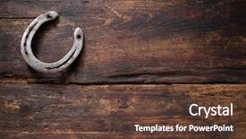  Presentation with superstition - Slide deck enhanced with superstition - old rusty horseshoe on vintage background and a tawny brown colored foreground