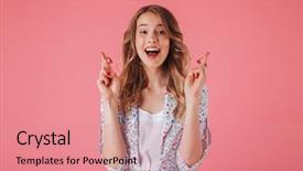  Presentation with superstition - PPT theme enhanced with superstition - portrait of a cheerful young background and a coral colored foreground