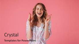  Presentation with good luck - Amazing slide set having superstition - portrait of an excited young backdrop and a coral colored foreground